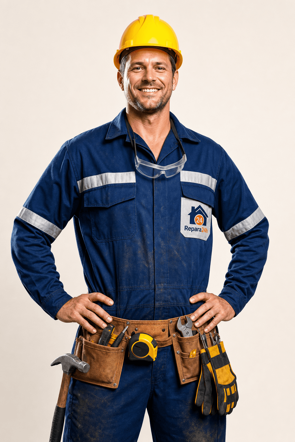 Técnico Repara24h de uniforme com o logo no peito, a sorrir